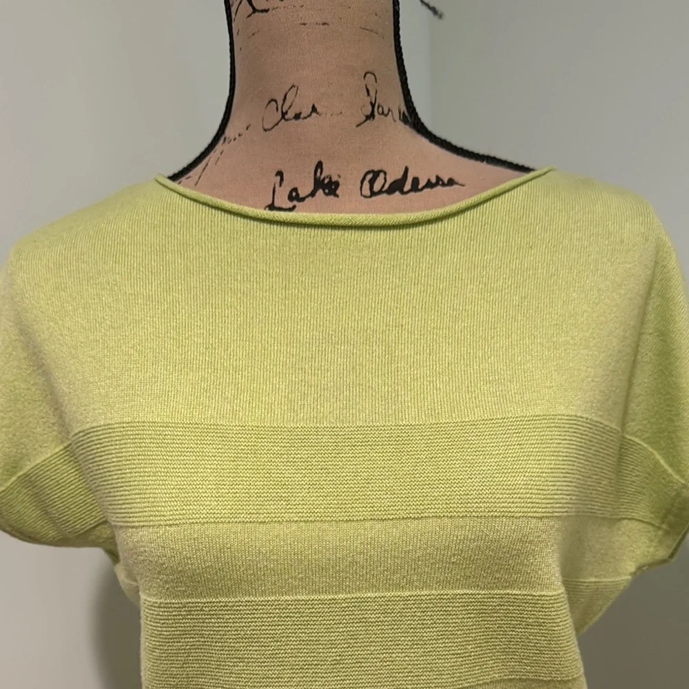 Pink Clover size small light Lime Green Striped Knit Top - Picture 2 of 5